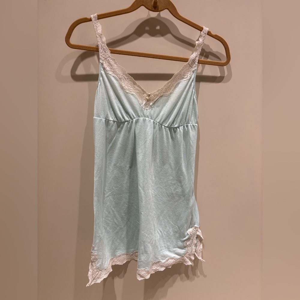 Eberjey Lace Trim Sleepwear nightie nightgown Light Blue S